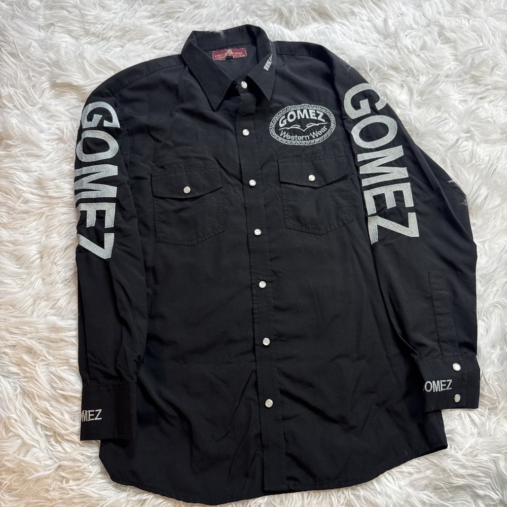 GOMEZ‎ Western Wear Mens Small Black Pearl Snap Shirt Embroidery Cowboy Rodeo